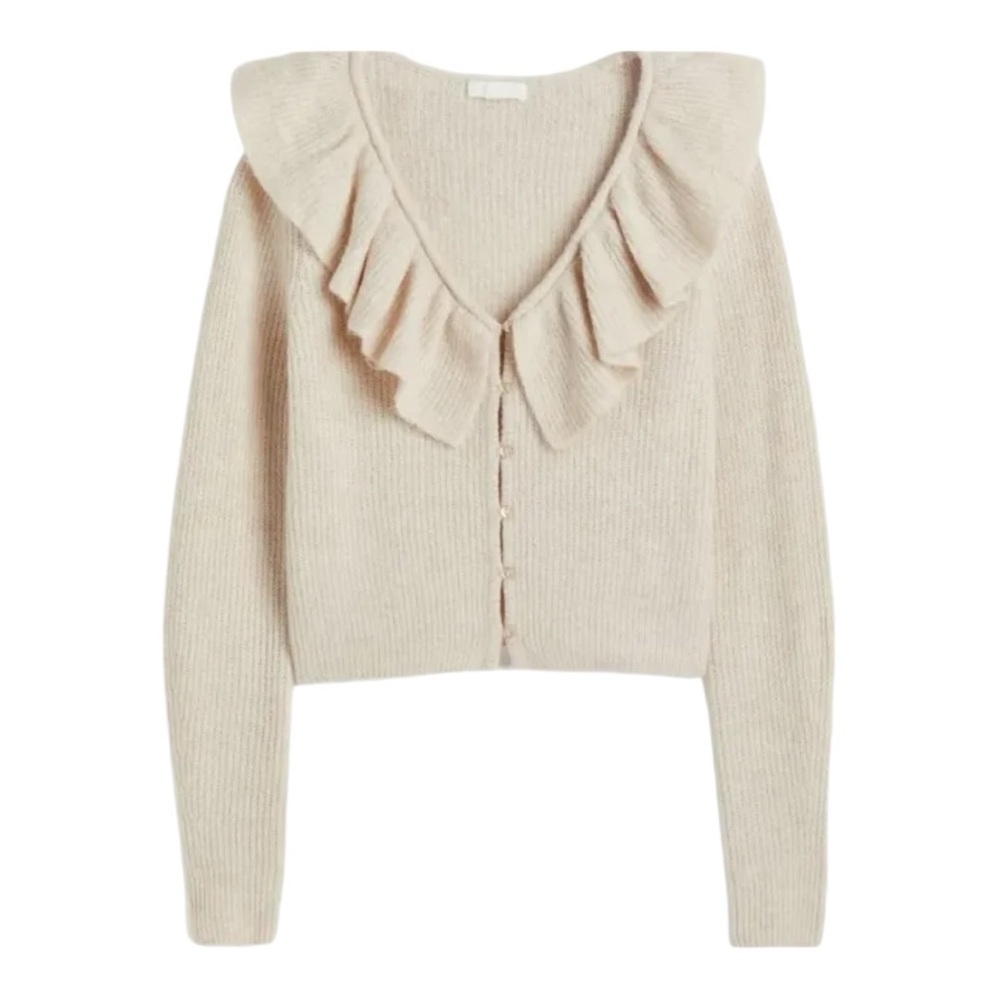 H&M knit frilly sweater beige